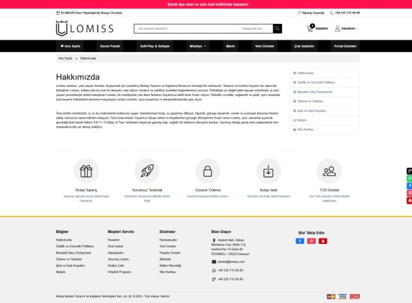 E-Ticaret Sitesi lomiss.com Web Site Tasarımı & Yazılımı